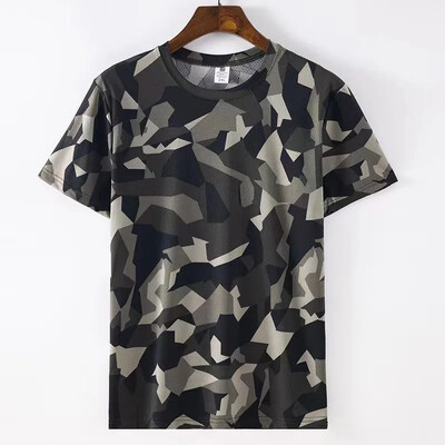 Unisex maskēšanās krekls ar īsām piedurknēm, medību apģērbs, ātri žūstošs, ledus zīds, elastīgs maskēšanās tops, vasara