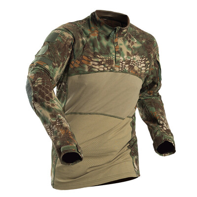 Taktiskais krekls ar garām piedurknēm Camo Airsoft āra sporta kaujas krekls melns MC Camo