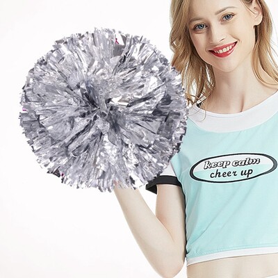 Palūkanų komandos gėlių kamuoliai, merginos šoka rankoje laikomų sportinių vakarėlių klubo dekoravimas pom poms.