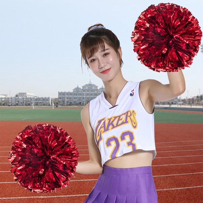 Palūkanų komandos gėlių kamuoliai, merginos šoka rankoje laikomų sportinių vakarėlių klubo dekoravimas pom poms.