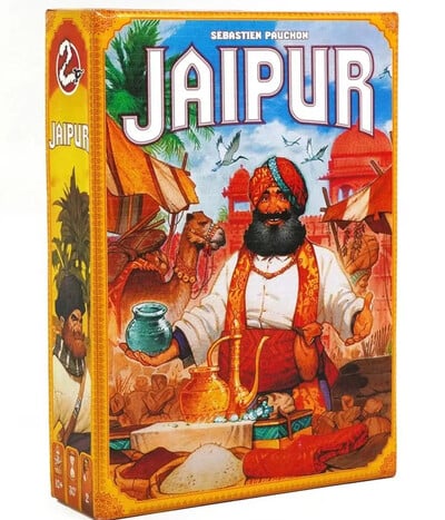 Настолна игра Jaipur - стратегическа игра за търговия, подходяща за деца на 10 и повече години, 2 играча, 30 минути време за игра, пространство co