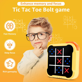 Tic Tac Toe Игра Детски Електронни играчки Кръстчета-нулички Игра Обучение на паметта Безкрайни преносими игри за пътуване за деца Възрастни