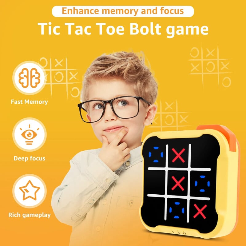 Joc Tic Tac Toe Copii Jucării electronice Joc Nuturi și Cruci Antrenamentul memoriei Jocuri portabile infinite de călătorie pentru copii și adulți