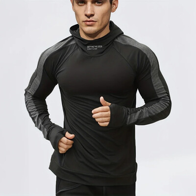 Φθινοπωρινό νέο Running Sports Fitness Ρούχα Σφιχτά αθλητικά τζόκινγκ συμπίεση Ανδρικά κουκούλα Πουλόβερ για εξωτερικούς χώρους Ανδρικά ρούχα
