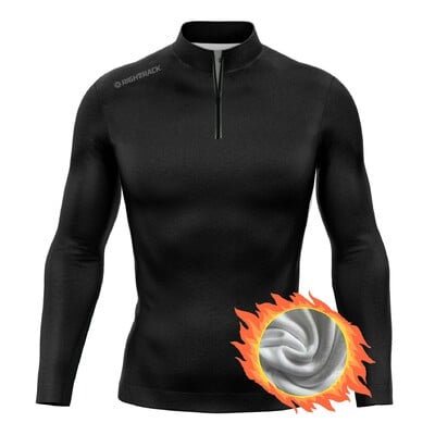 Žieminiai vyriški megztiniai su užtrauktuku lauke ilgomis rankovėmis vilnos terminiai bėgimo treniruokliai RT Neperšlampami ir šilti marškinėliai su stovinčia apykakle