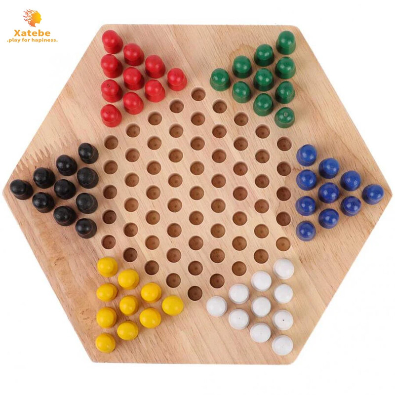 Koka audzināšanas dēlis bērniem klasiskās Halmas ķīniešu dambretes komplekta stratēģijas ģimenes spēles gabali