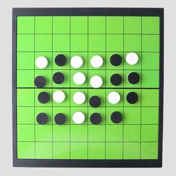 Reversi Chess Черно-бяла шахматна дъска 64 игрови фигури Преносим сгъваем Reversi Othello Board Шах за деца и възрастни