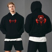 Gym Fitness Hoodie Muški jesenski zimski pulover s kapuljačom Fitness Sweatshirt s printom Preveliki gornji dijelovi sportske odjeće