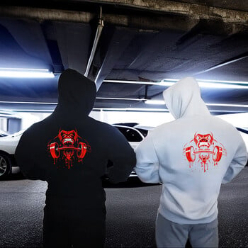 Gym Fitness Hoodie Мъжки есенен зимен пуловер с качулка Фитнес щампован суитшърт Големи спортни горнища