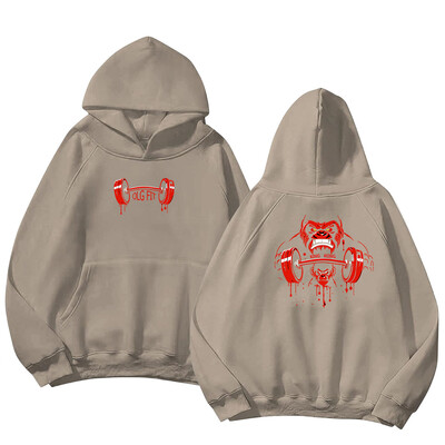 Gym Fitness Hoodie Muški jesenski zimski pulover s kapuljačom Fitness Sweatshirt s printom Preveliki gornji dijelovi sportske odjeće