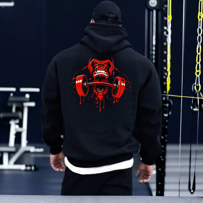 Gym Fitness Hoodie Muški jesenski zimski pulover s kapuljačom Fitness Sweatshirt s printom Preveliki gornji dijelovi sportske odjeće