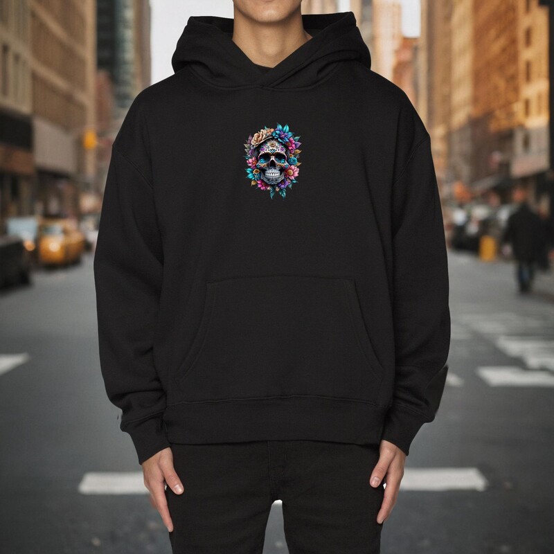 2024 Нов мъжки суичър с качулка с цветя и череп, моден суичър с щампи, есенен пуловер, хип-хоп улично спортно облекло, мъжко облекло