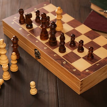 29x29cm 3 σε 1 Chess Chekers τάβλι Ανάπτυξη στρατηγικής σκέψης Σκάκι Ξύλινο σετ No Toxic Wood Επιτραπέζιο παιχνίδι για αγόρια κορίτσια