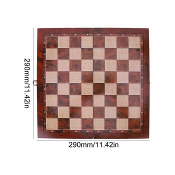 29x29cm 3 σε 1 Chess Chekers τάβλι Ανάπτυξη στρατηγικής σκέψης Σκάκι Ξύλινο σετ No Toxic Wood Επιτραπέζιο παιχνίδι για αγόρια κορίτσια