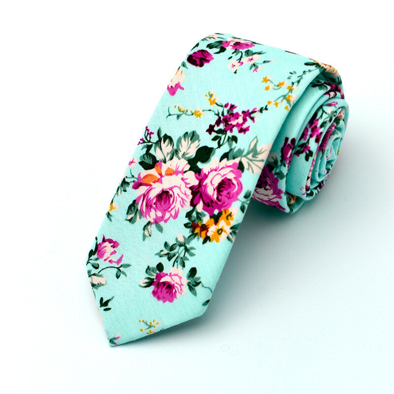 Мъжка памучна щампована вратовръзка Европейски и американски стил модна ежедневна вратовръзка младоженец и кумове персонализирани