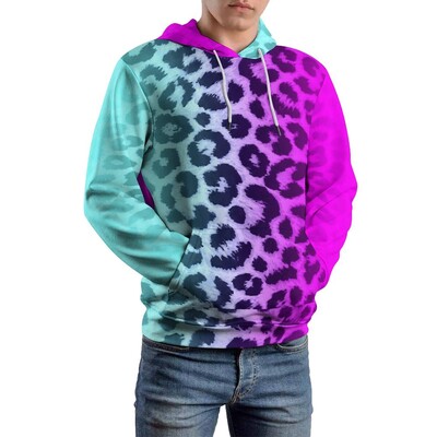 Двуцветни свободни суичъри Червен и черен забавен пуловер Суичър с качулка Мъжко горнище с дълъг ръкав с големи ежедневни шарки