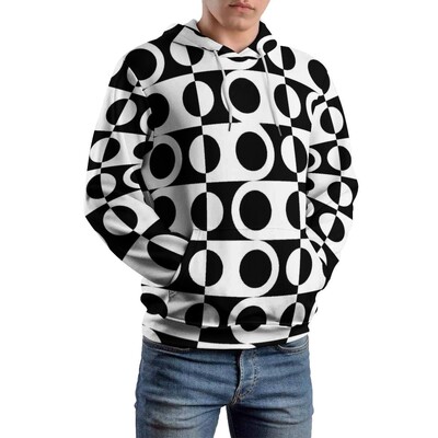 Двуцветни свободни суичъри Червен и черен забавен пуловер Суичър с качулка Мъжко горнище с дълъг ръкав с големи ежедневни шарки