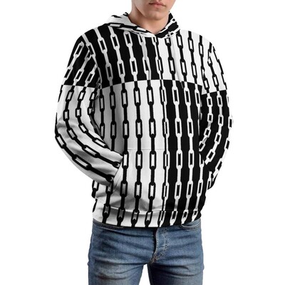 Двуцветни свободни суичъри Червен и черен забавен пуловер Суичър с качулка Мъжко горнище с дълъг ръкав с големи ежедневни шарки