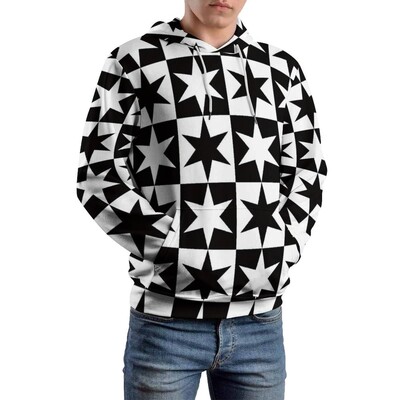 Двуцветни свободни суичъри Червен и черен забавен пуловер Суичър с качулка Мъжко горнище с дълъг ръкав с големи ежедневни шарки