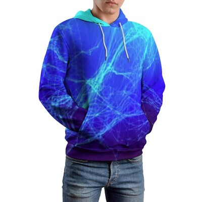 Двуцветни свободни суичъри Червен и черен забавен пуловер Суичър с качулка Мъжко горнище с дълъг ръкав с големи ежедневни шарки