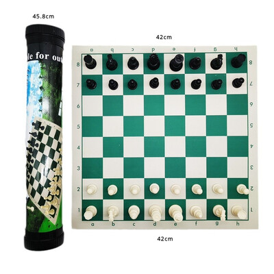 42x42cm lauko Kelioniniai šachmatai Plastikiniai odiniai juodai balti figūrėlės Statinės Trimatės figūrėlės Nešiojami šachmatai