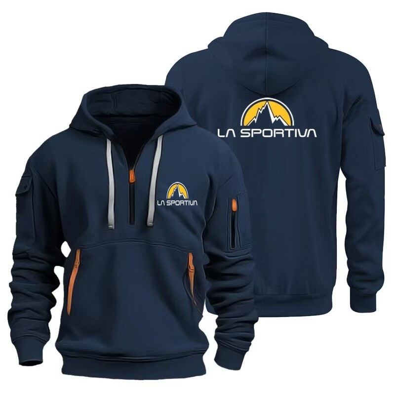 Nova muška modna muška torba s više patentnih zatvarača za 2024. za jesen i zimu sportska odjeća za ležerno trčanje, dukserica s kapuljačom i dugim rukavima