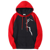 Izgled mačjeg profila Zabavne muške majice s kapuljačom Ležerna dukserica od flisa Jesenska labava odjeća u boji, modna topla raglan majica s kapuljačom