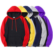 Color Collision Hoodie Ανδρικές Γυναικείες Φθινοπωρινές Χειμώνας Φαρδιά Ρούχα Ζεστά Fleece Raglan Splicing με κουκούλα για ζευγάρια