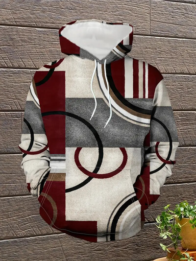 Nova popularna muška modna 3D printana majica s kapuljačom, ležerni pulover s klokanovim džepom, muška modna sportska majica s kapuljačom dugih rukava