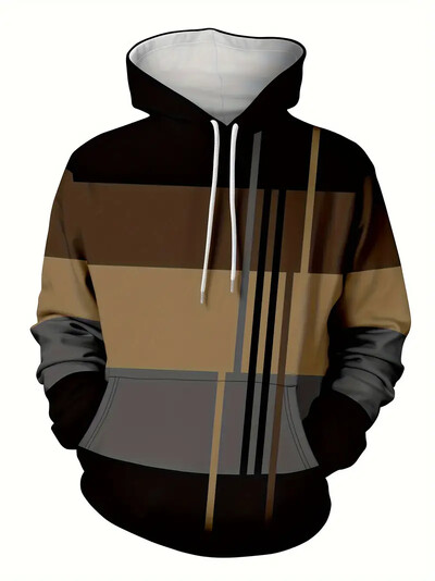 Nova popularna muška modna 3D printana majica s kapuljačom, ležerni pulover s klokanovim džepom, muška modna sportska majica s kapuljačom dugih rukava