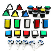 Παιχνίδι Arcade Push Button 12V Led Bulb Τετράγωνο Στρογγυλό Ορθογώνιο Τρίγωνο με Βίδα 24mm για Ανταλλακτικά Φλίπερ Swing Machine DIY