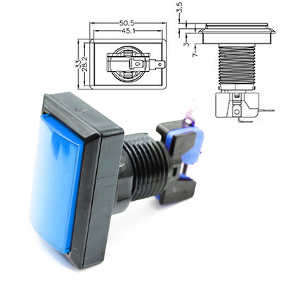 Παιχνίδι Arcade Push Button 12V Led Bulb Τετράγωνο Στρογγυλό Ορθογώνιο Τρίγωνο με Βίδα 24mm για Ανταλλακτικά Φλίπερ Swing Machine DIY