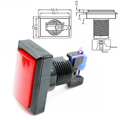 Παιχνίδι Arcade Push Button 12V Led Bulb Τετράγωνο Στρογγυλό Ορθογώνιο Τρίγωνο με Βίδα 24mm για Ανταλλακτικά Φλίπερ Swing Machine DIY