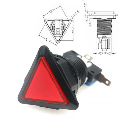 Παιχνίδι Arcade Push Button 12V Led Bulb Τετράγωνο Στρογγυλό Ορθογώνιο Τρίγωνο με Βίδα 24mm για Ανταλλακτικά Φλίπερ Swing Machine DIY