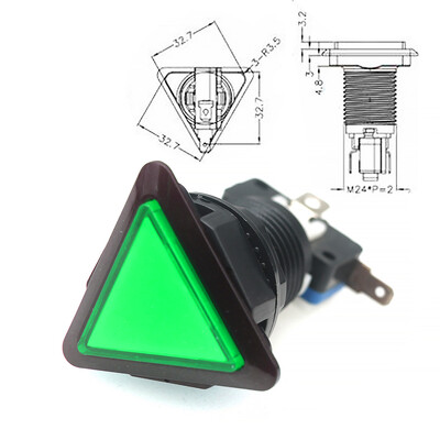 Παιχνίδι Arcade Push Button 12V Led Bulb Τετράγωνο Στρογγυλό Ορθογώνιο Τρίγωνο με Βίδα 24mm για Ανταλλακτικά Φλίπερ Swing Machine DIY