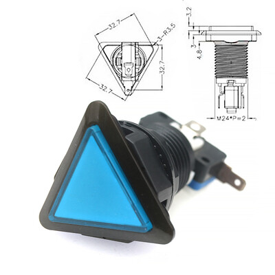 Παιχνίδι Arcade Push Button 12V Led Bulb Τετράγωνο Στρογγυλό Ορθογώνιο Τρίγωνο με Βίδα 24mm για Ανταλλακτικά Φλίπερ Swing Machine DIY