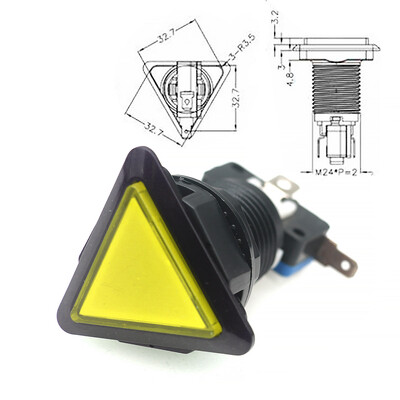 Παιχνίδι Arcade Push Button 12V Led Bulb Τετράγωνο Στρογγυλό Ορθογώνιο Τρίγωνο με Βίδα 24mm για Ανταλλακτικά Φλίπερ Swing Machine DIY