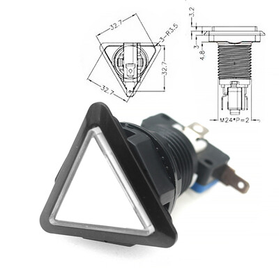 Παιχνίδι Arcade Push Button 12V Led Bulb Τετράγωνο Στρογγυλό Ορθογώνιο Τρίγωνο με Βίδα 24mm για Ανταλλακτικά Φλίπερ Swing Machine DIY