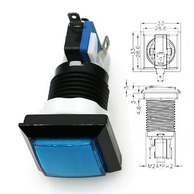 Παιχνίδι Arcade Push Button 12V Led Bulb Τετράγωνο Στρογγυλό Ορθογώνιο Τρίγωνο με Βίδα 24mm για Ανταλλακτικά Φλίπερ Swing Machine DIY