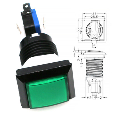 Παιχνίδι Arcade Push Button 12V Led Bulb Τετράγωνο Στρογγυλό Ορθογώνιο Τρίγωνο με Βίδα 24mm για Ανταλλακτικά Φλίπερ Swing Machine DIY