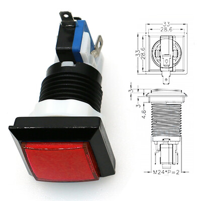Παιχνίδι Arcade Push Button 12V Led Bulb Τετράγωνο Στρογγυλό Ορθογώνιο Τρίγωνο με Βίδα 24mm για Ανταλλακτικά Φλίπερ Swing Machine DIY