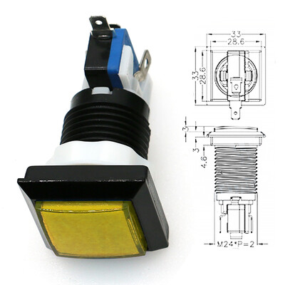 Παιχνίδι Arcade Push Button 12V Led Bulb Τετράγωνο Στρογγυλό Ορθογώνιο Τρίγωνο με Βίδα 24mm για Ανταλλακτικά Φλίπερ Swing Machine DIY