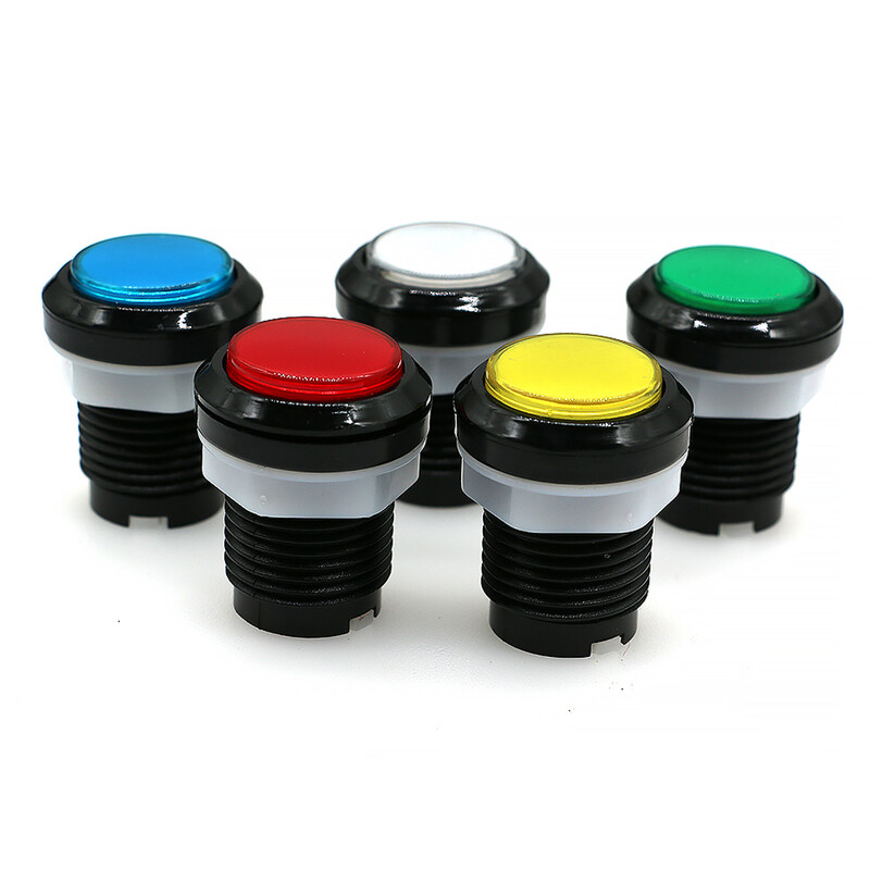 Arkadinio žaidimo mygtukas 12 V LED lemputė kvadratinis apvalus stačiakampis trikampis su 24 mm varžtu Pinball dalims sūpynės mašina "pasidaryk pats"