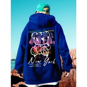 New York Art Cartoon Bear Sunset Design Hoodie - muška Hip Hop ulična odjeća Pulover s džepnim džemperom, muška odjeća 3D