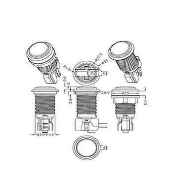 12 бр. 6 цвята Arcade LED Push Button 28 мм монтажен отвор 5V/12V с 3-пинов микропревключвател черен капак за Направи си сам Jamma Cabinet Parts