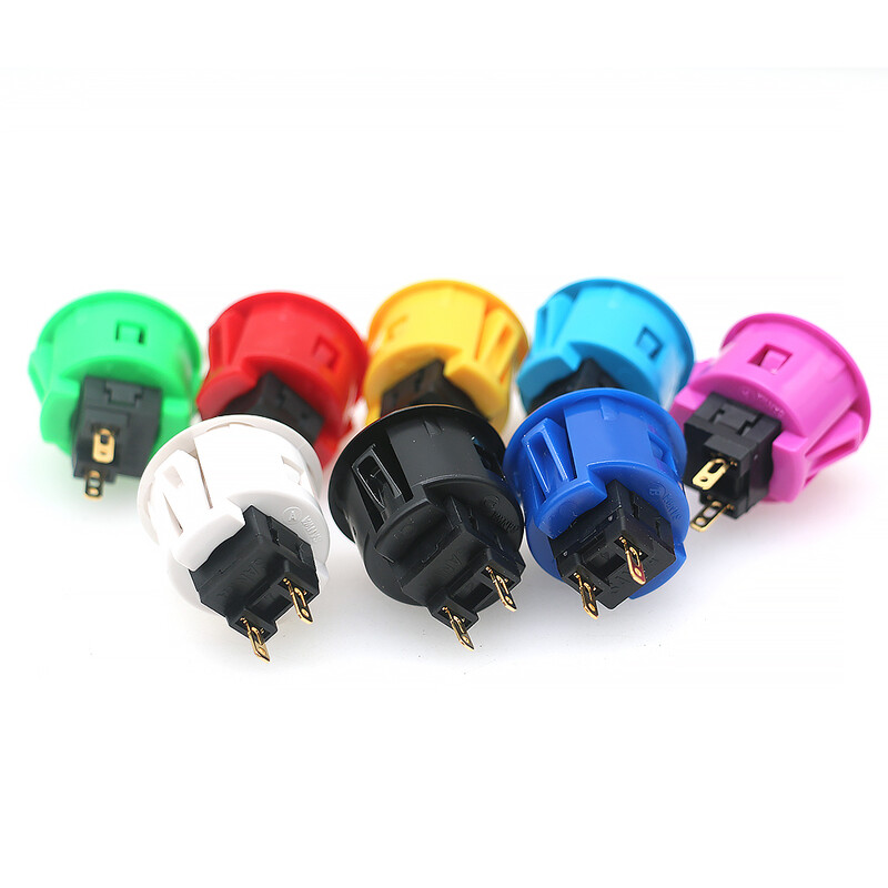 Japonijos pasažas SANWA OBSF-24 mygtukas, 24 mm nulio uždelsimo paleidimo jungiklis, oficialus originalus žaidimo mašinos vairasvirtės konsolė „pasidaryk pats“