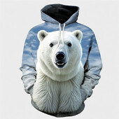Muške majice s kapuljačom s polarnim medvjedom Proljetna moda 3D print majice s grafičkim životinjama Ulična osobnost Opušteni top Preveliki jesenski kaput