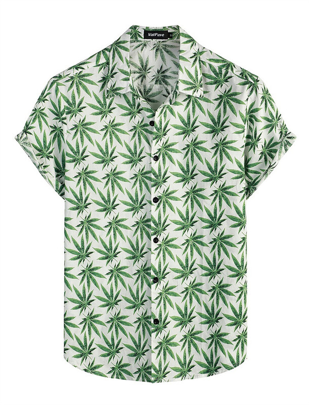 Трансгранична външна търговия Европейска и американска лятна мъжка риза с голям размер с къс ръкав, мъжка хавайска жилетка с дигитален ревер