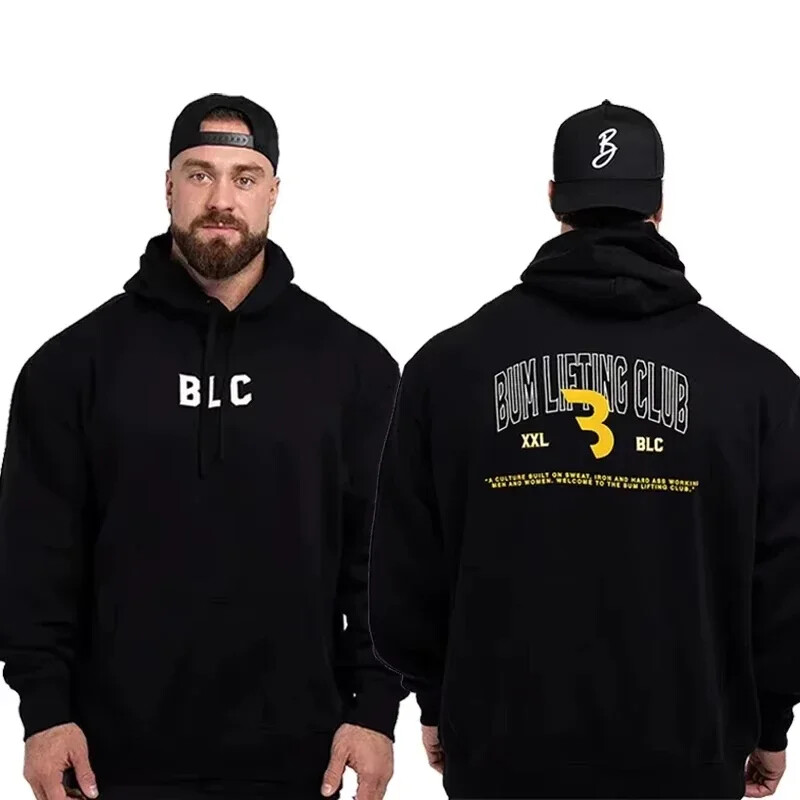 Muška majica s kapuljačom za fitness u teretani, jesenski pulover s kapuljačom dugih rukava, majica s printom i velikim brojem, zimska odjeća, gornji dio sportske odjeće