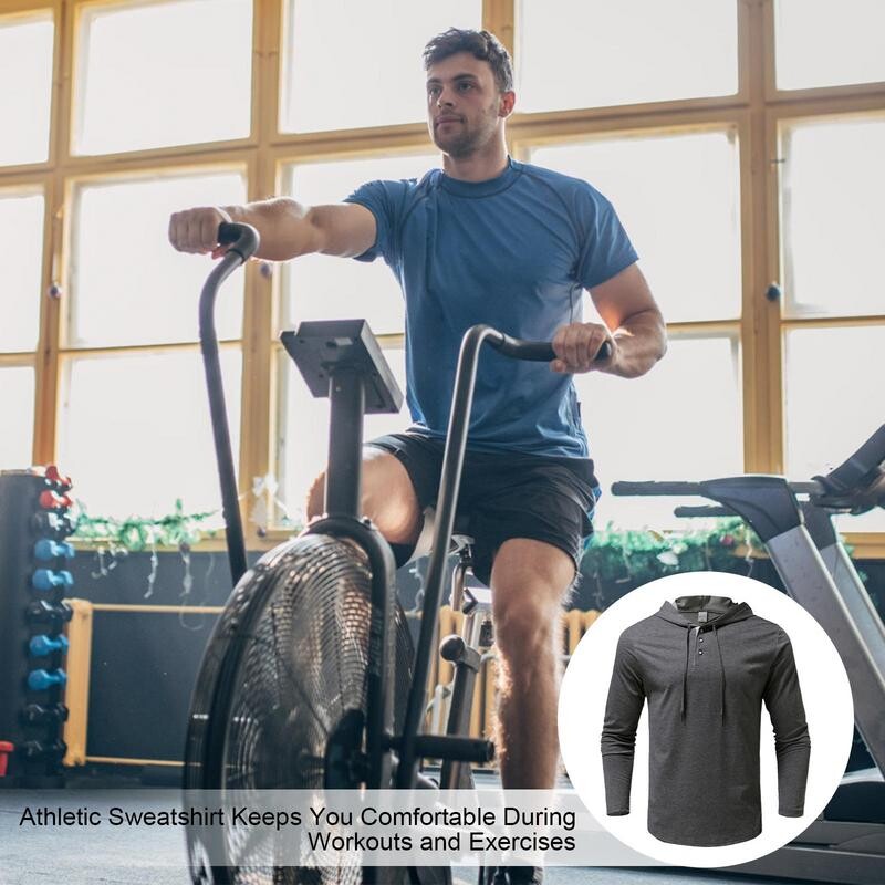 Vyriški marškiniai su gobtuvu Tvirtai su gobtuvu ilgomis rankovėmis, laisvalaikio priekyje su užtrauktuku kakleliu Vyriški marškiniai su gobtuvu Lengvi raišteliai